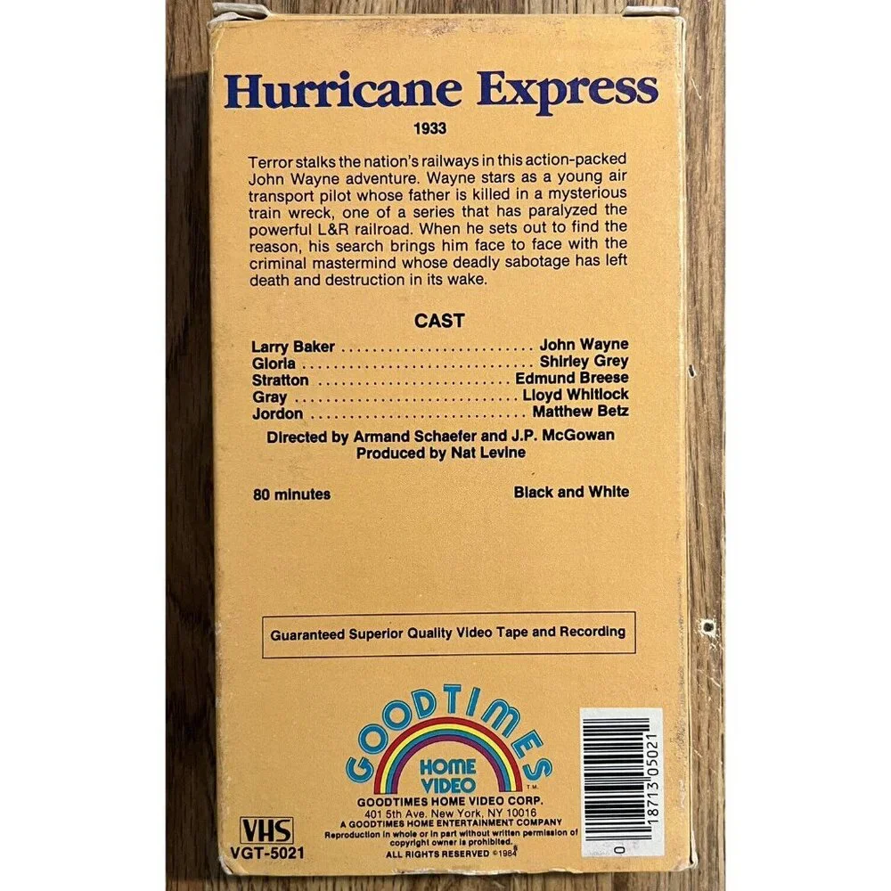 The Hurricane Express (VHS, 1984) John Wayne, Shirley Grey, Conway Tearle